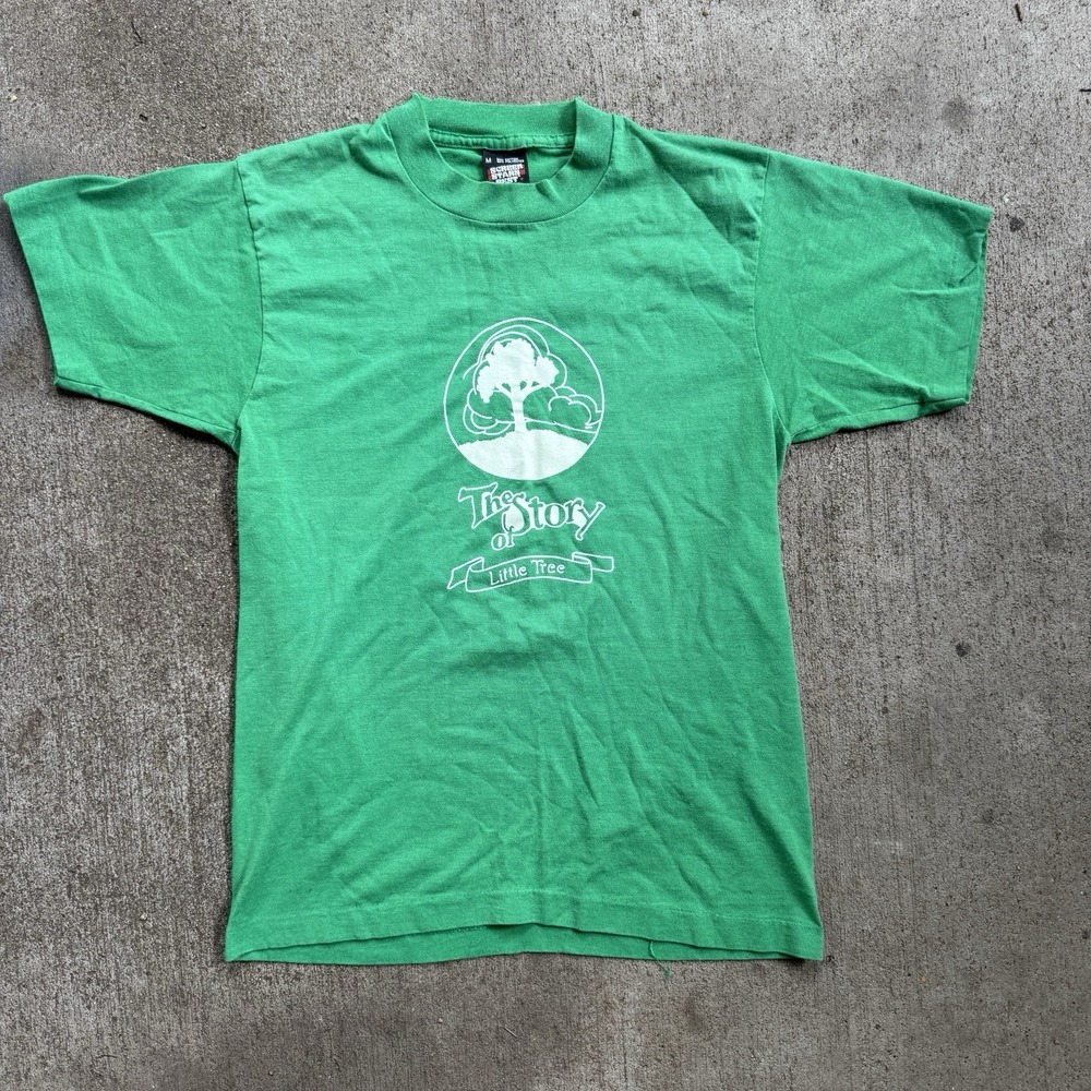 VIntage Obscure 80s Tee Shirt Green Screen Stars Medium "Story of Little Tree"